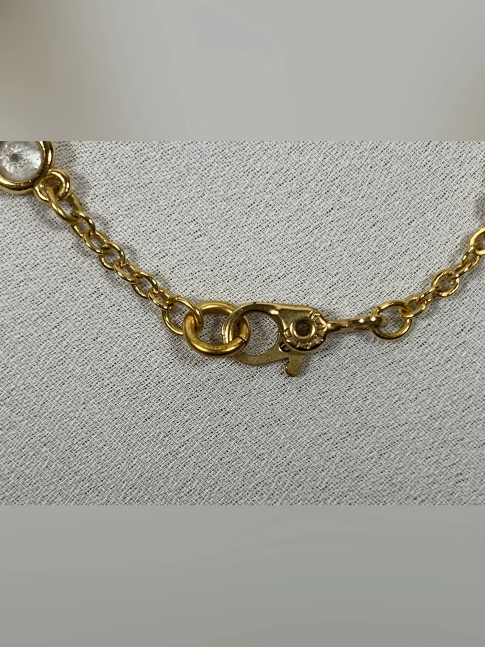 Monet Bezel Set Crystal Chain Necklace Clear Black Gold 30”
